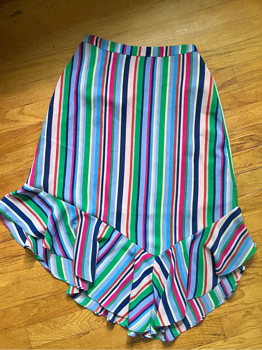 Multicolor Striped Ruffle Hem Women's Skirt